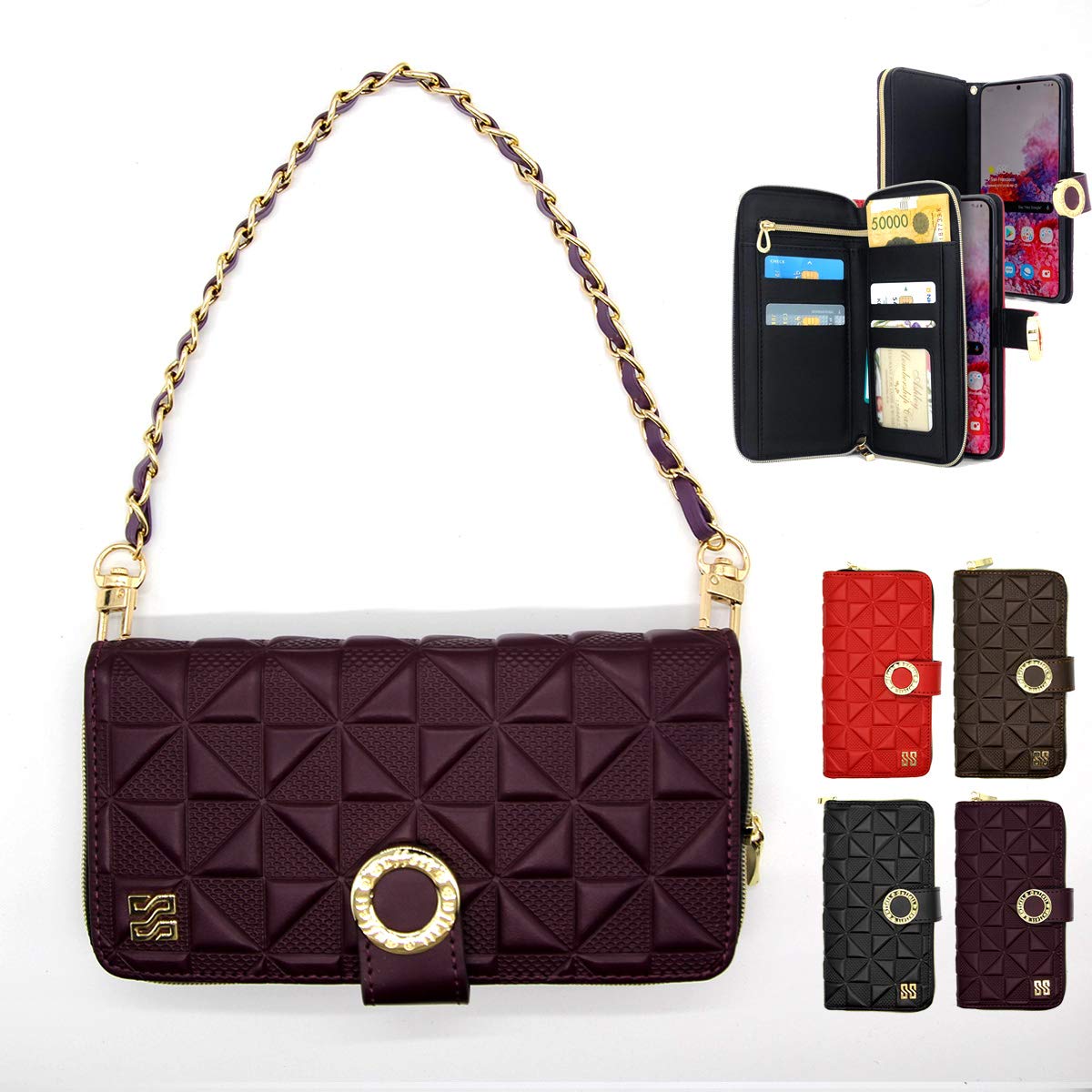 Amazon.co.jp: コーティング本革 小銭入れ 財布型 スマホケース 手帳型